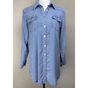 Soft Surroundings Shirt Top Womens Sz S Tencel Lyocell Button Up Long Sleeve